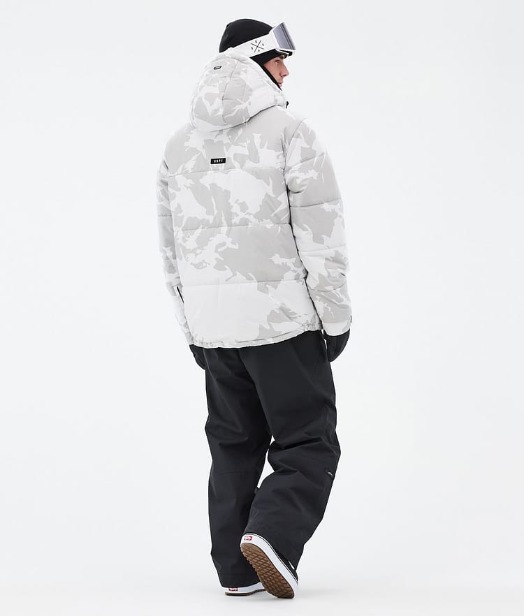 Dope Puffer Full Zip Snowboard Jacket Men Grey Camo Renewed