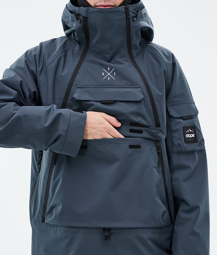 Dope Akin Snowboard Jacket Men Metal Blue Renewed