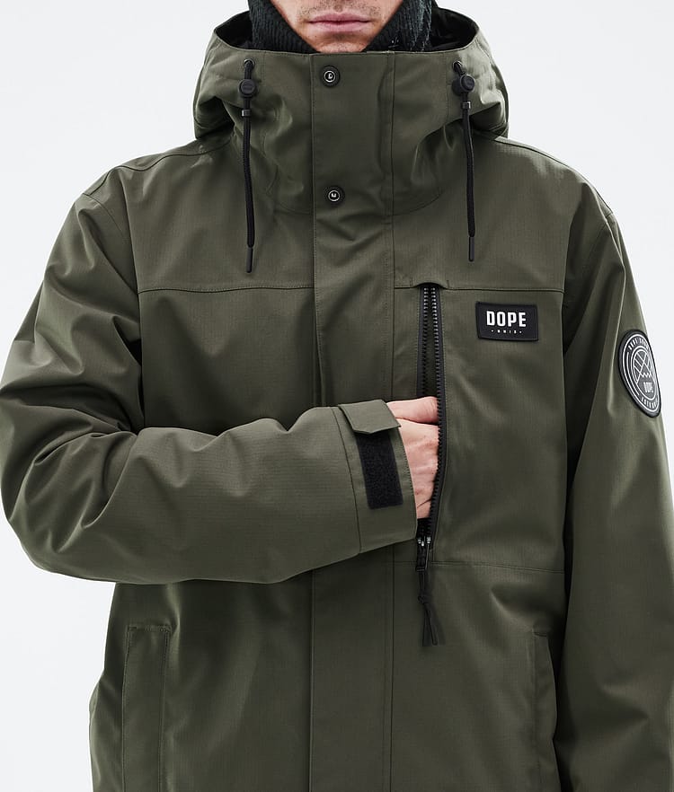 Dope Blizzard Full Zip Snowboard Jacket Men Olive Green Renewed