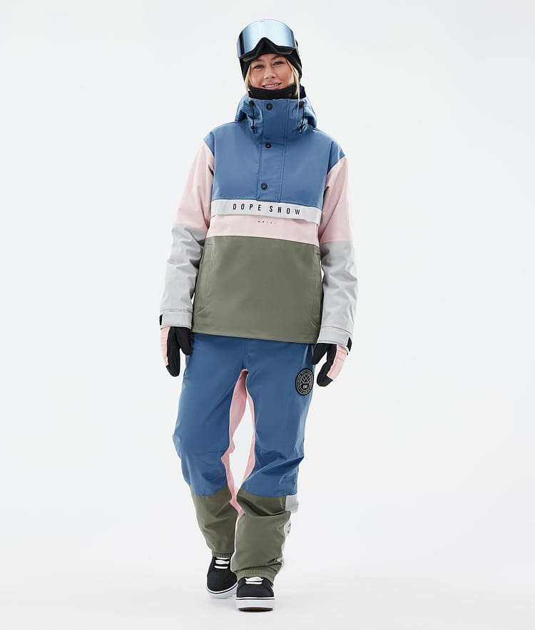 Dope Legacy Track W Snowboard Jacket Women Blue Steel/Light Grey/Soft Pink/Greenish Renewed