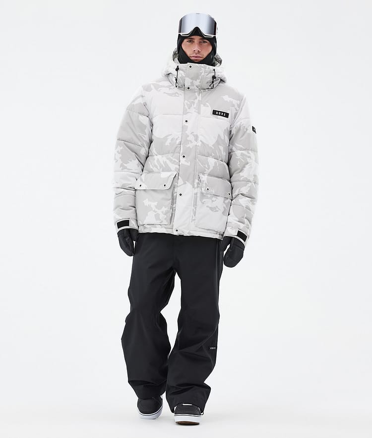 Dope Puffer Full Zip Snowboard Jacket Men Grey Camo Renewed