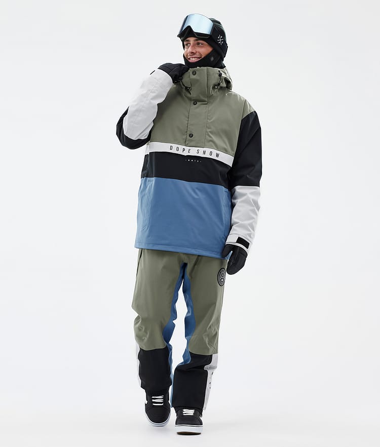 Dope Legacy Track Snowboard Jacket Men Greenish/Light Grey/Black/Blue Steel Renewed