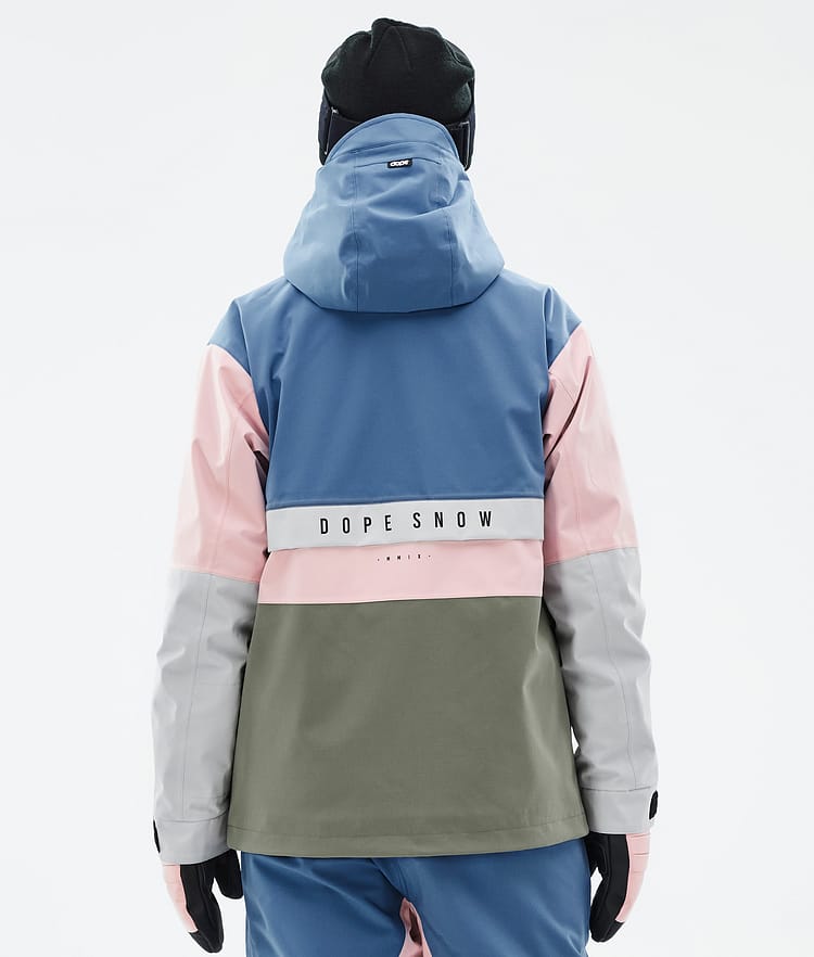 Dope Legacy Track W Snowboard Jacket Women Blue Steel/Light Grey/Soft Pink/Greenish Renewed
