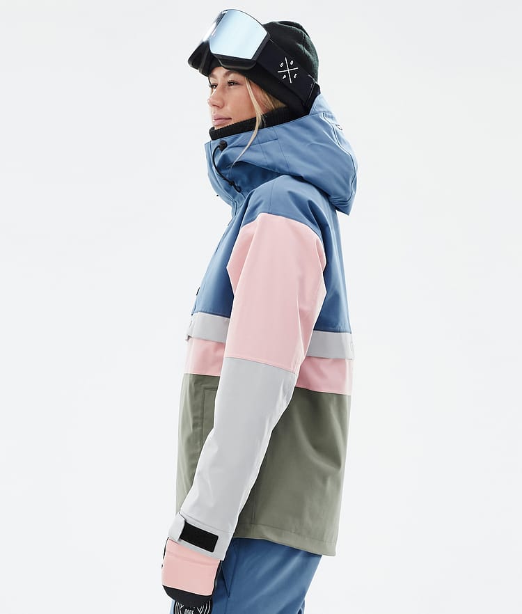 Dope Legacy Track W Snowboard Jacket Women Blue Steel/Light Grey/Soft Pink/Greenish Renewed