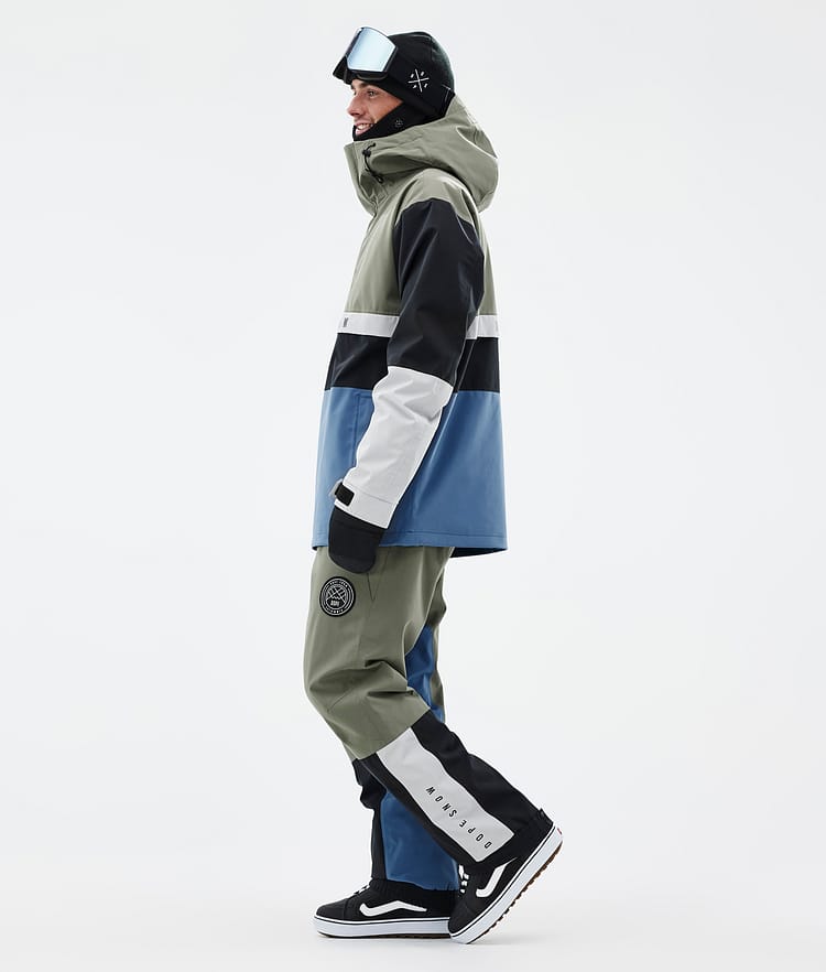Dope Legacy Track Snowboard Jacket Men Greenish/Light Grey/Black/Blue Steel Renewed