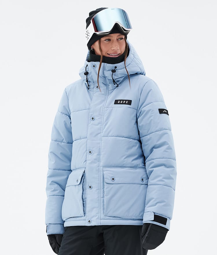 Dope Puffer W Full Zip Snowboard Jacket Women Light Blue Renewed