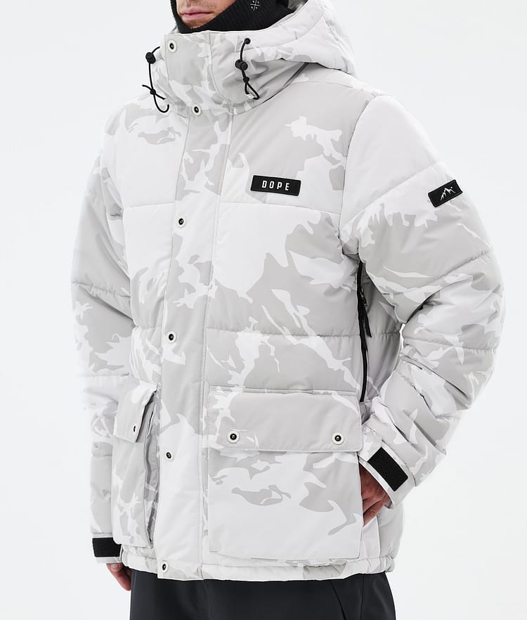 Dope Puffer Full Zip Snowboard Jacket Men Grey Camo Renewed