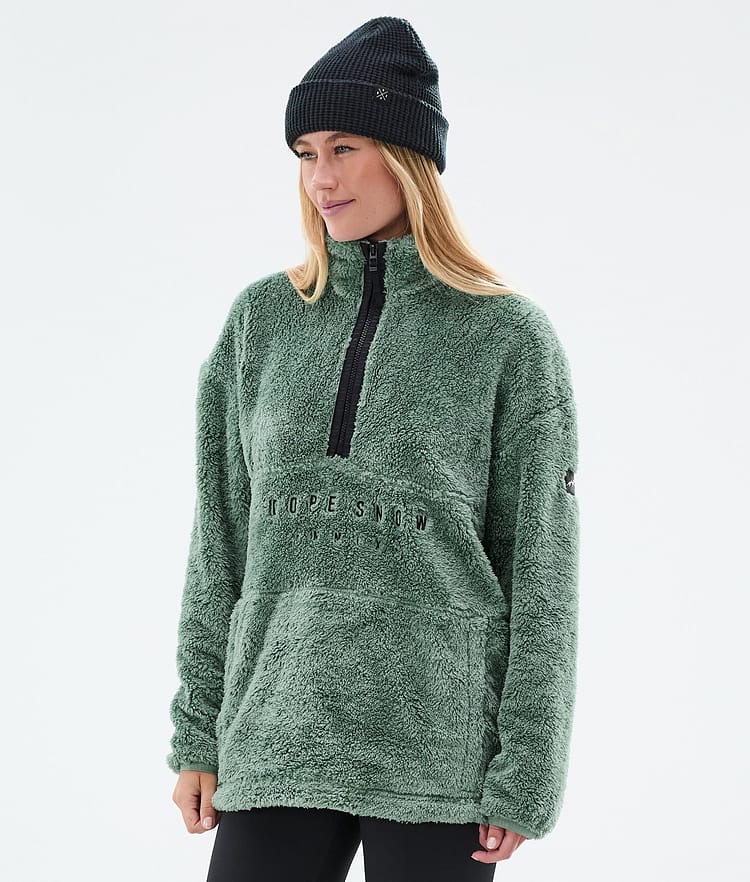 Dope Pile W Fleece Sweater Women Faded Green Renewed