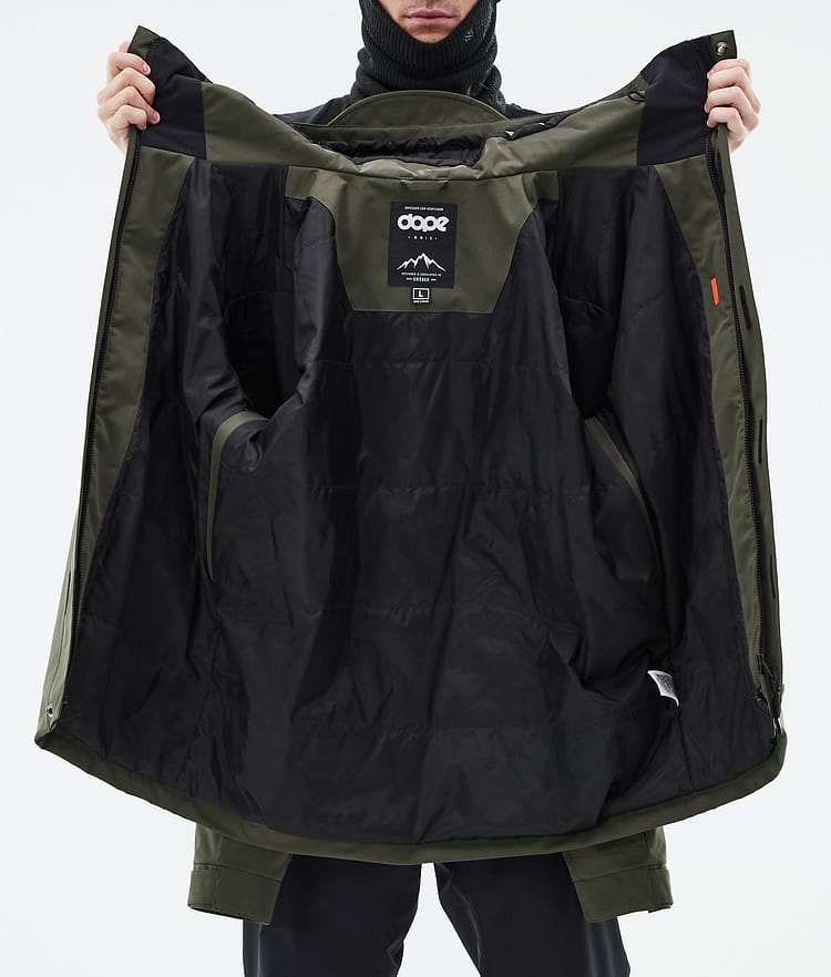 Dope Blizzard Full Zip Snowboard Jacket Men Olive Green Renewed