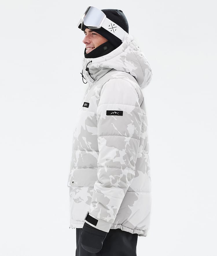 Dope Puffer Full Zip Snowboard Jacket Men Grey Camo Renewed
