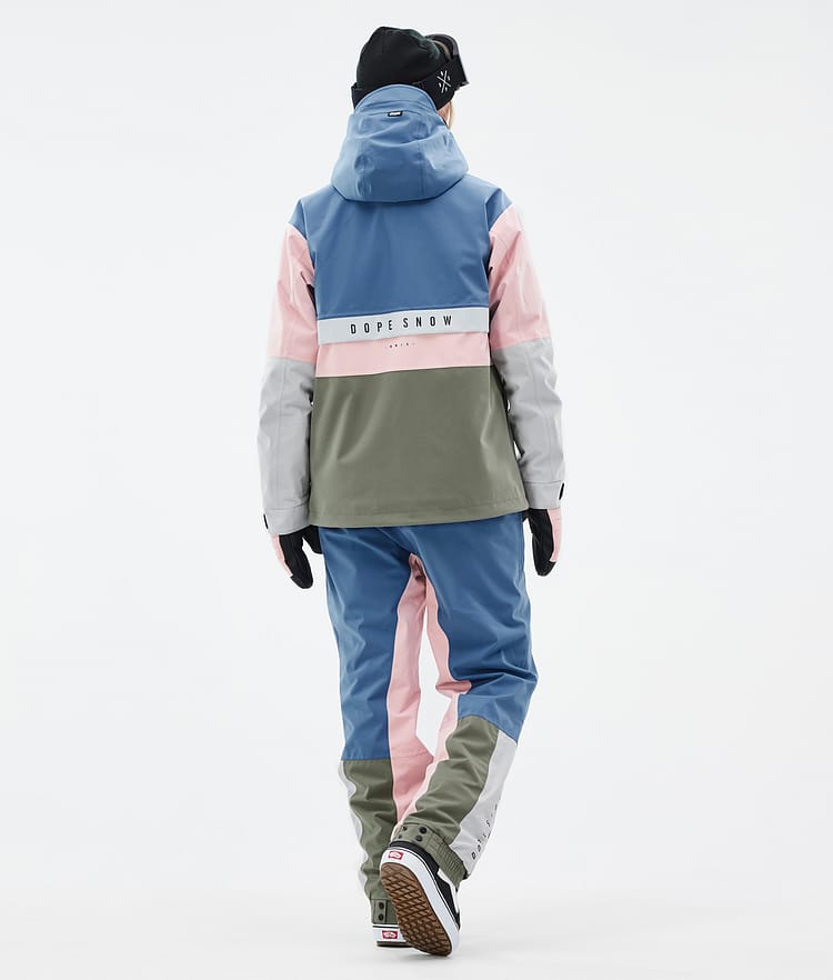 Dope Legacy Track W Snowboard Jacket Women Blue Steel/Light Grey/Soft Pink/Greenish Renewed