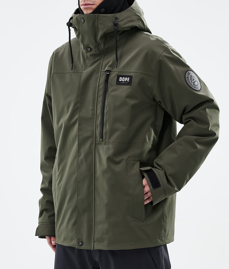 Dope Blizzard Full Zip Snowboard Jacket Men Olive Green Renewed