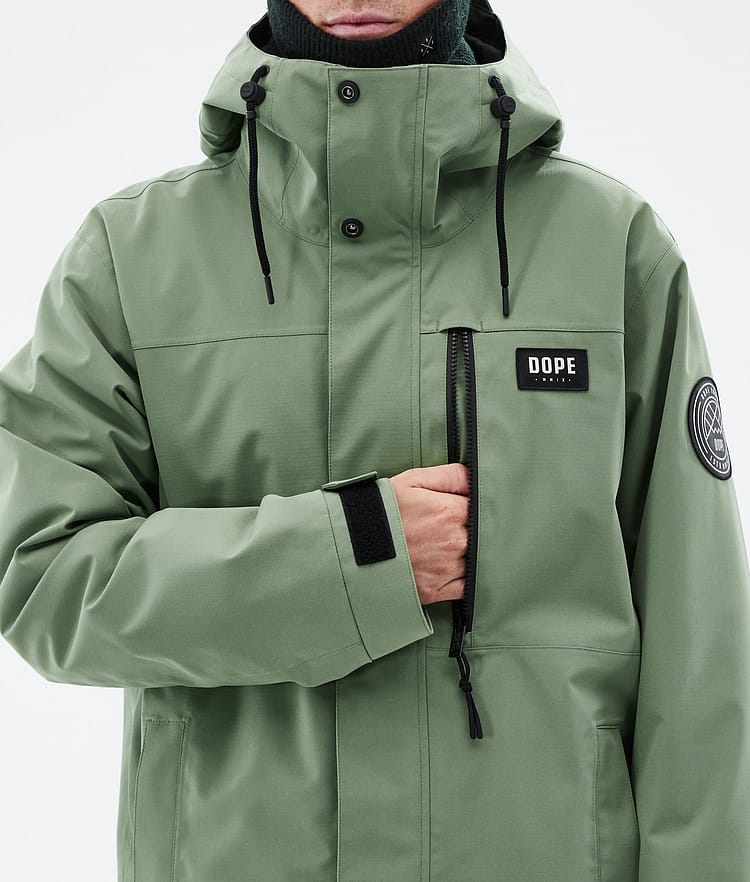 Dope Blizzard Full Zip Snowboard Jacket Men Olive Green Renewed