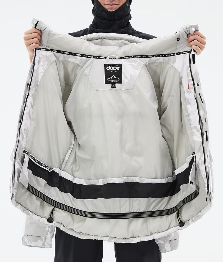 Dope Puffer Full Zip Snowboard Jacket Men Grey Camo Renewed