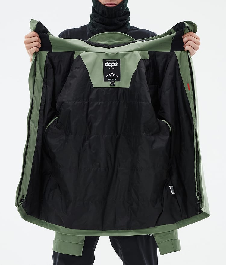 Dope Blizzard Full Zip Snowboard Jacket Men Olive Green Renewed