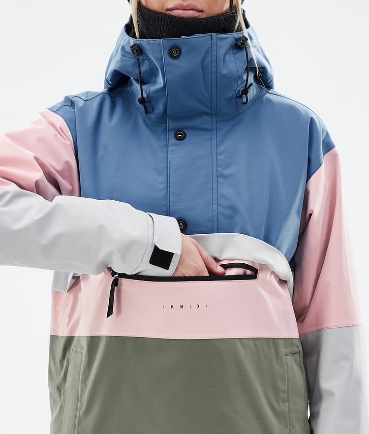 Dope Legacy Track W Snowboard Jacket Women Blue Steel/Light Grey/Soft Pink/Greenish Renewed