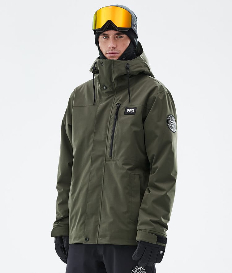 Dope Blizzard Full Zip Snowboard Jacket Men Olive Green Renewed