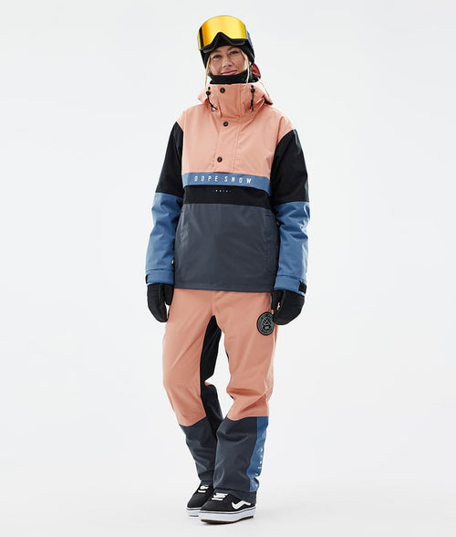 Dope Blizzard Track W Snowboard Pants Women Faded Peach/Blue Steel/Black/Metal Blue Renewed