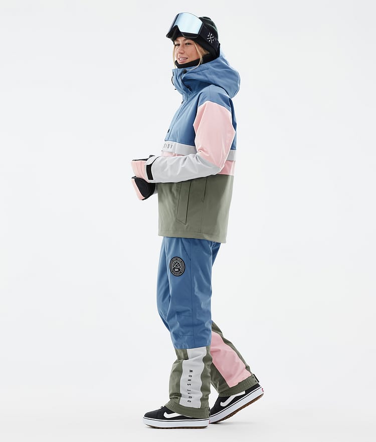 Dope Legacy Track W Snowboard Jacket Women Blue Steel/Light Grey/Soft Pink/Greenish Renewed