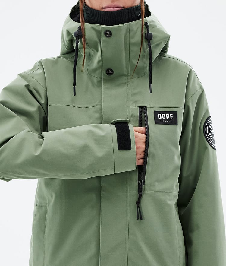 Dope Blizzard W Full Zip Snowboard Jacket Women Faded Green Renewed
