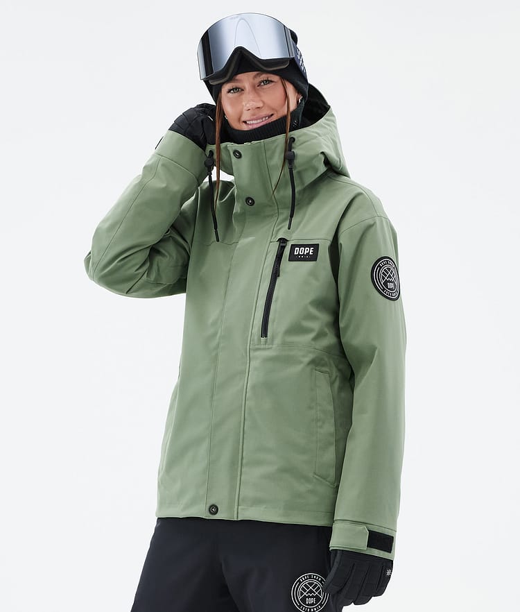 Dope Blizzard W Full Zip Snowboard Jacket Women Faded Green Renewed