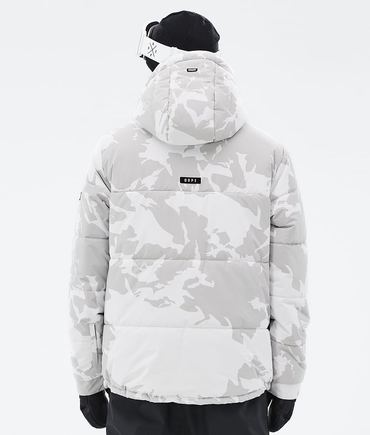 Dope Puffer Full Zip Snowboard Jacket Men Grey Camo Renewed